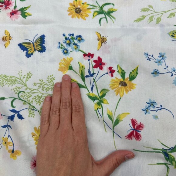 Vintage King Size Pillowcases Floral Wildflower Botanical Butterfly USA 1980s - Picture 6 of 7